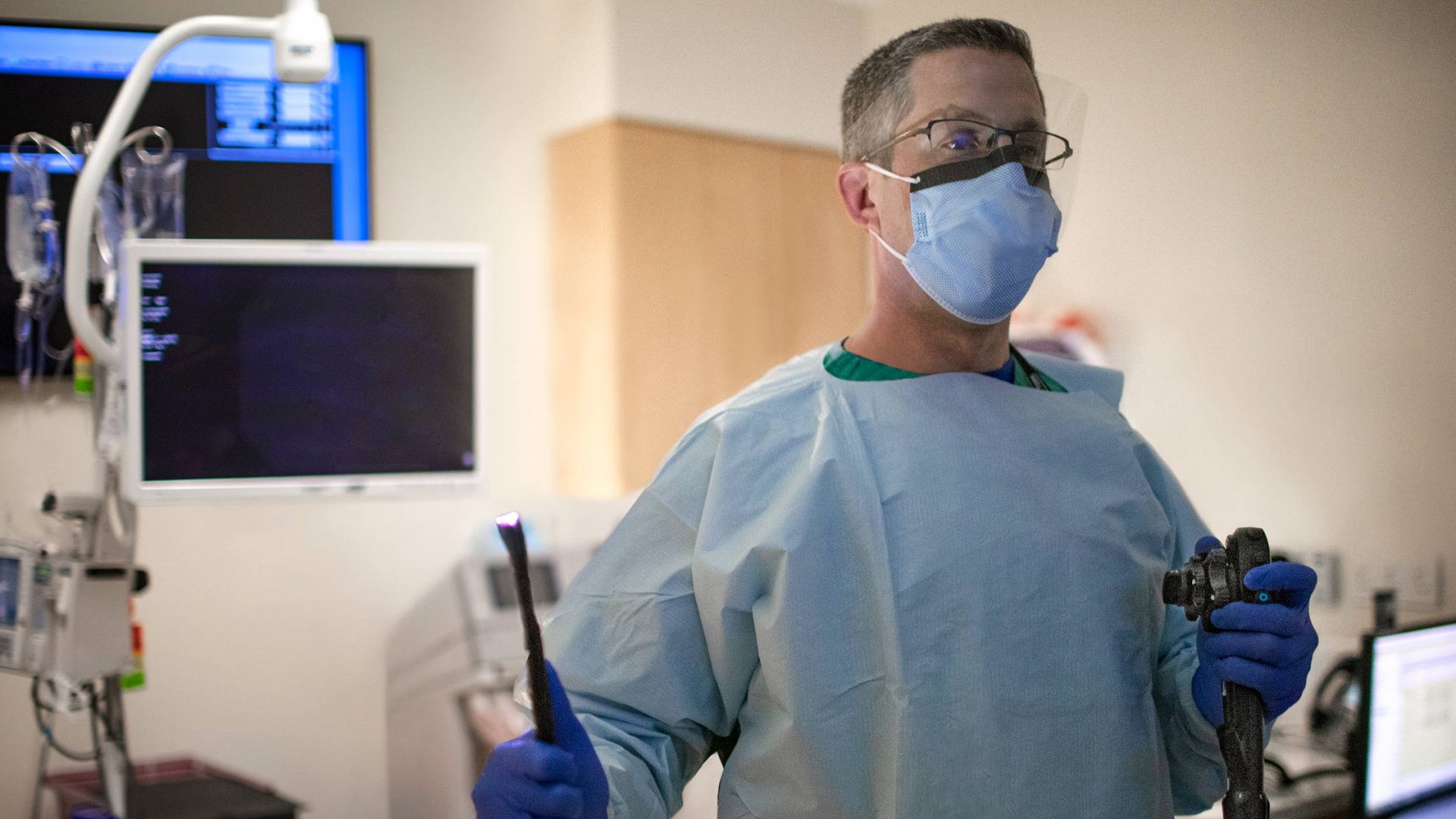Dr. Seth A. Gross Prepares Tools for Colonoscopy