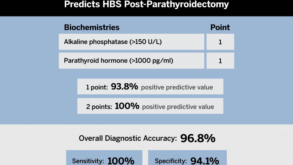 The two-point predictive scoring system can identify patients with renal hyperparathyroidism at a high risk of postparathyroidectomy HBS.